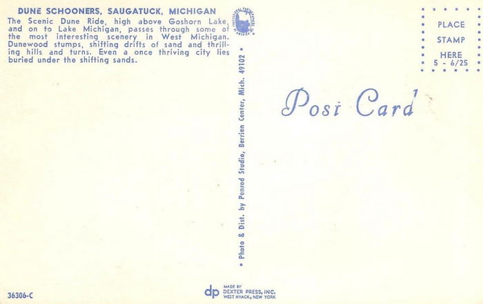 Saugatuck Dune Rides (Dune Schooners) - Postcard (newer photo)